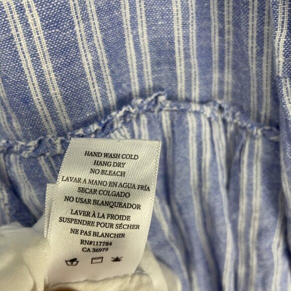 RAILS Everly Boho Striped Linen Cotton Tiered Long Sleeve Blue White Dress XS - Picture 14 of 14